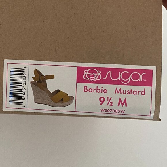 Sugar Barbie Mustard Strap Cork Wedges - Picture 7 of 7